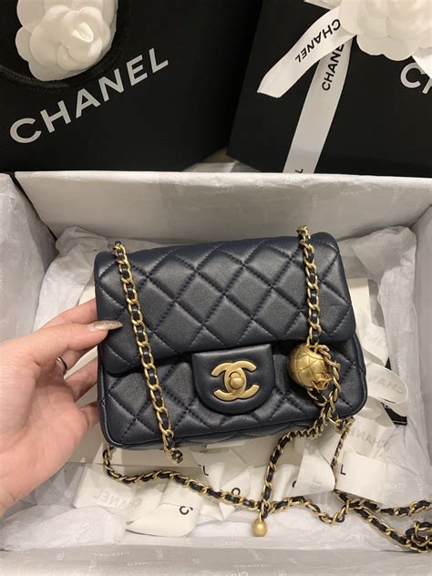 chanel mini square金球|Mini classic handbag, Lambskin & gold.